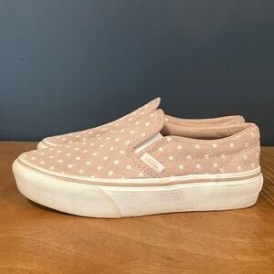 Van's Platform Pink Polka Dot Suede Slip-On. Girls sz 3